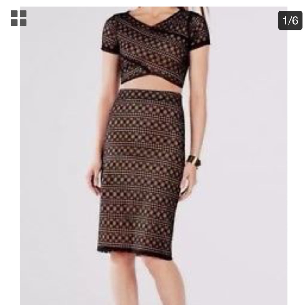 Bcbgmaxazria 2 piece lace black combo / Size Large